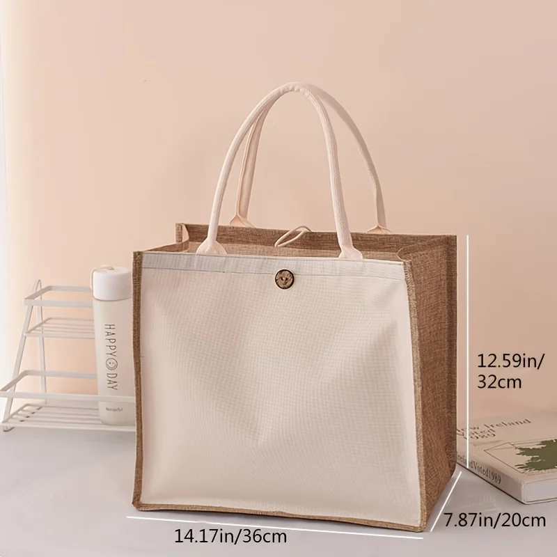 New vertical style linen tote bag plain color simple gift bag fashion shopping bag