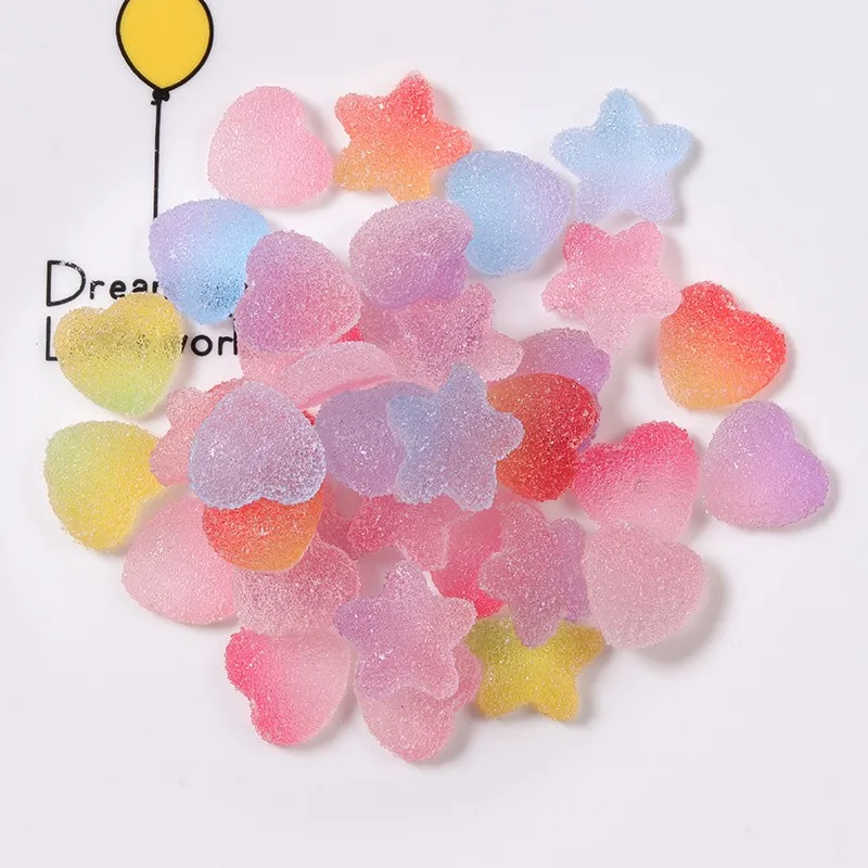 20pc Heart Rainbow Candy Artificial Sugar Food Sweets Ornament Figurine Craft Miniature Dollhouse Home Decoration DIY Accessoy