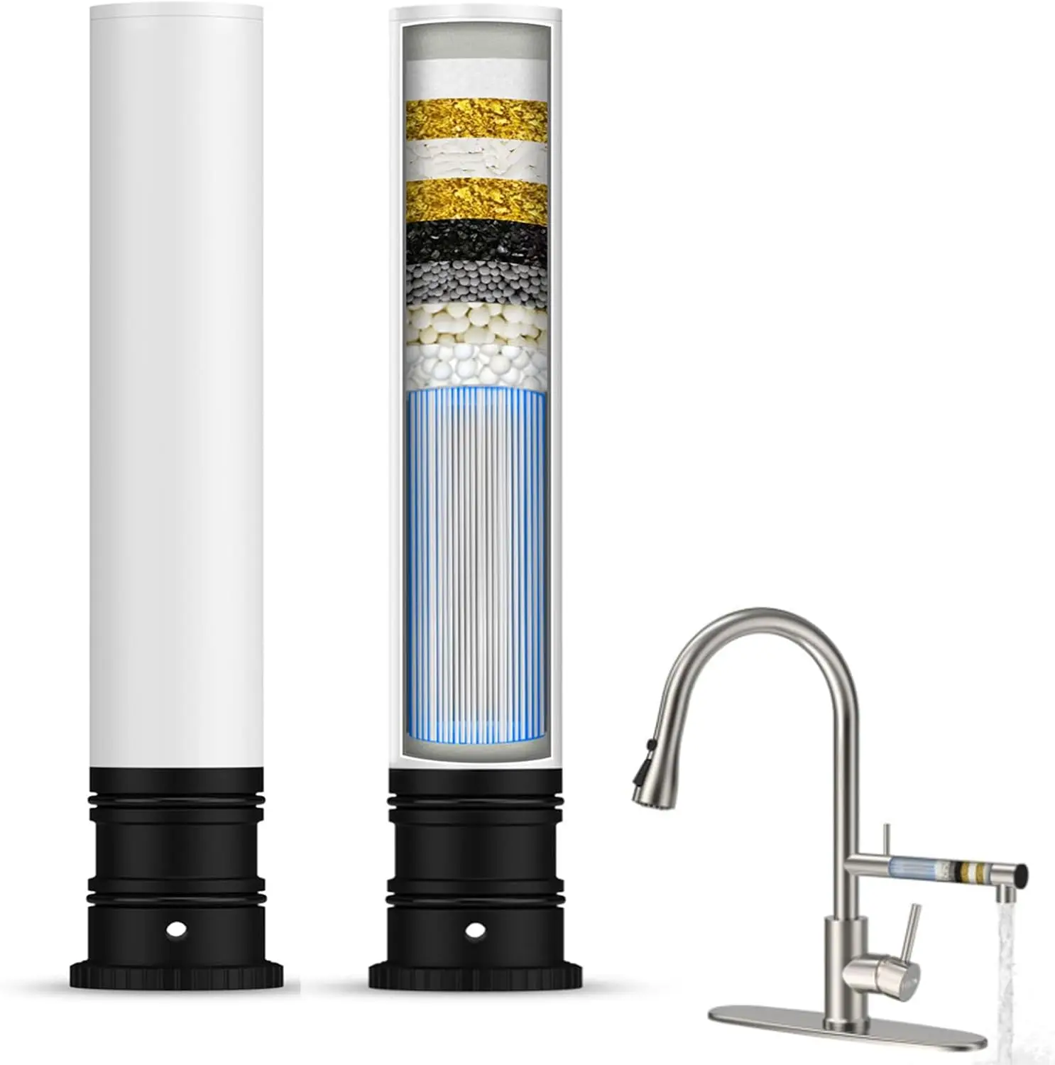 

Kitchen Faucet with Water Filter and 2 Replacement Filters, Easy Installation for Clean Drinking Water