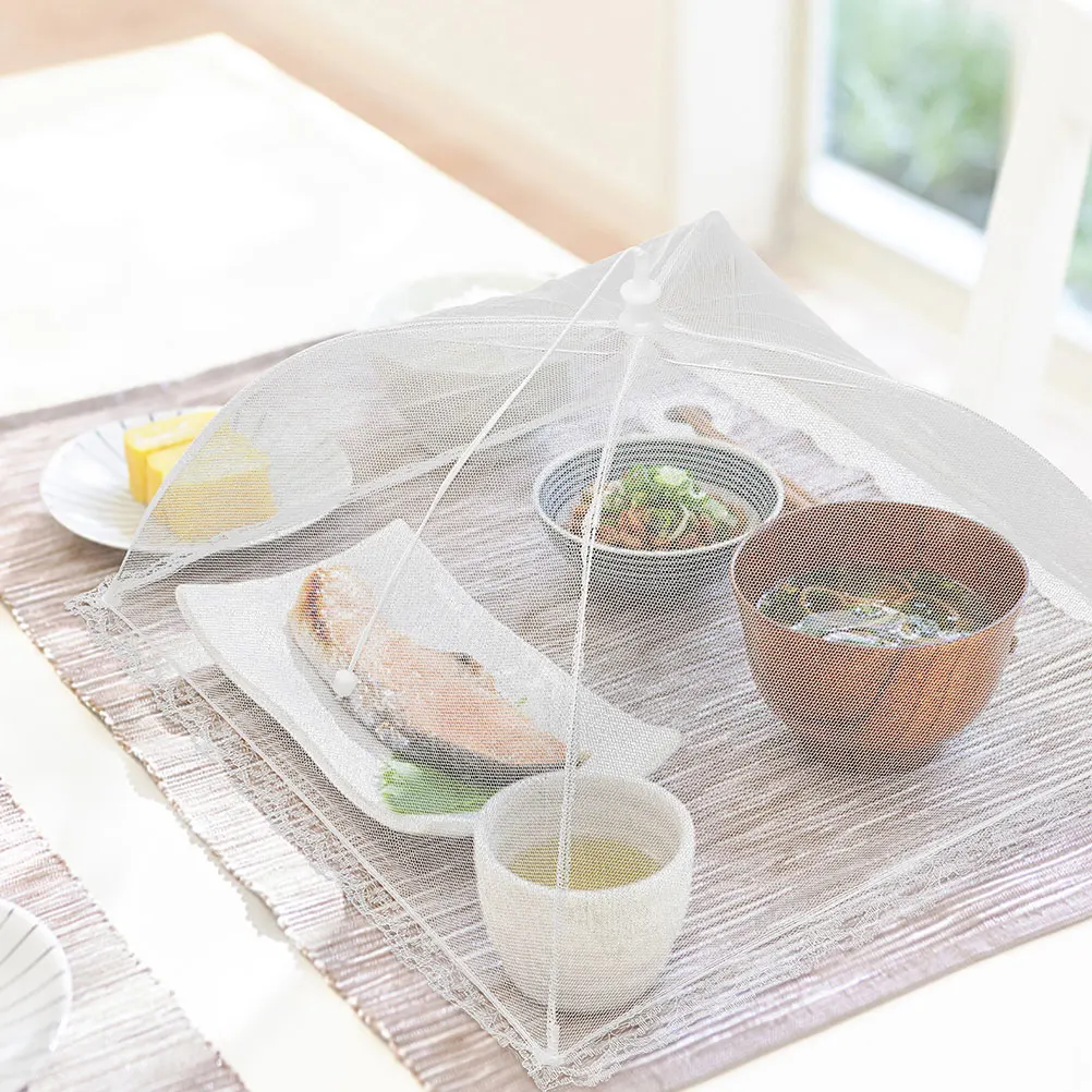 

1Pcs Elegant White Food Tent Reusable Mesh Dust Cover Food Protector for Camping Outdoor Events