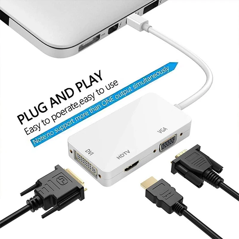 Thunderbolt 3 In 1 Mini Display Port DP Male To HDMI-compatible VGA DVI Female Adapter Converter For iMac Apple MacBook Pro Air