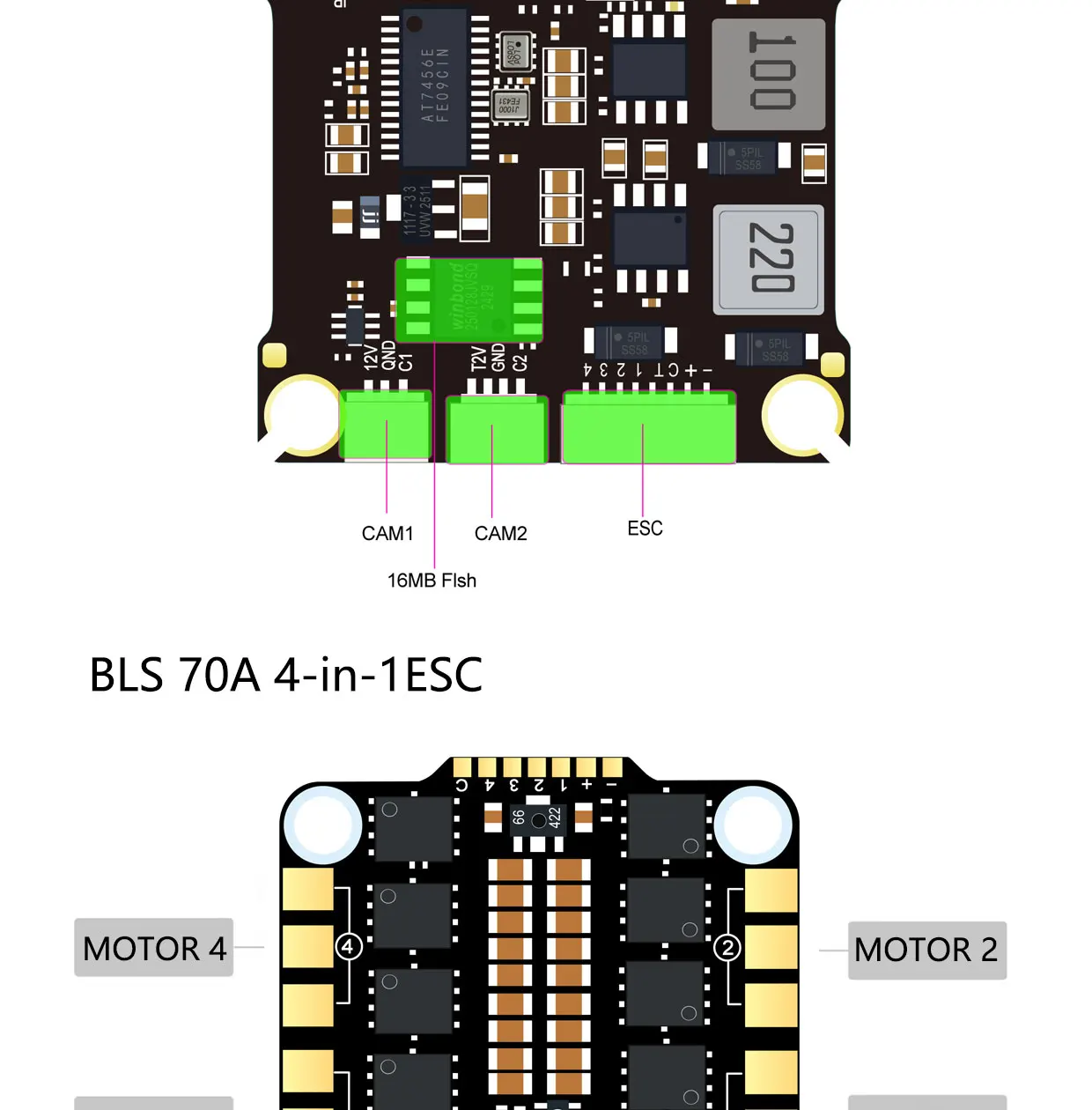 DAKEFPV F405 55A Stack 30,5X30,5mm ICM42688P BLS55A 4in1 ESC 3-6S FC&ESC INav Betaflight Konfigurierbar – Detail 23