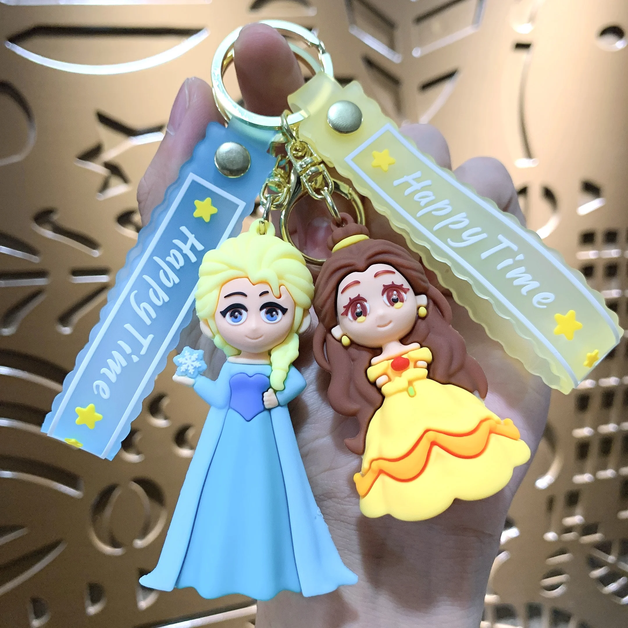 Creative Cartoon Snow White Keychain Cute Mermaid Keychain Elsa Car Key Chain Belle Bag Charm Gift