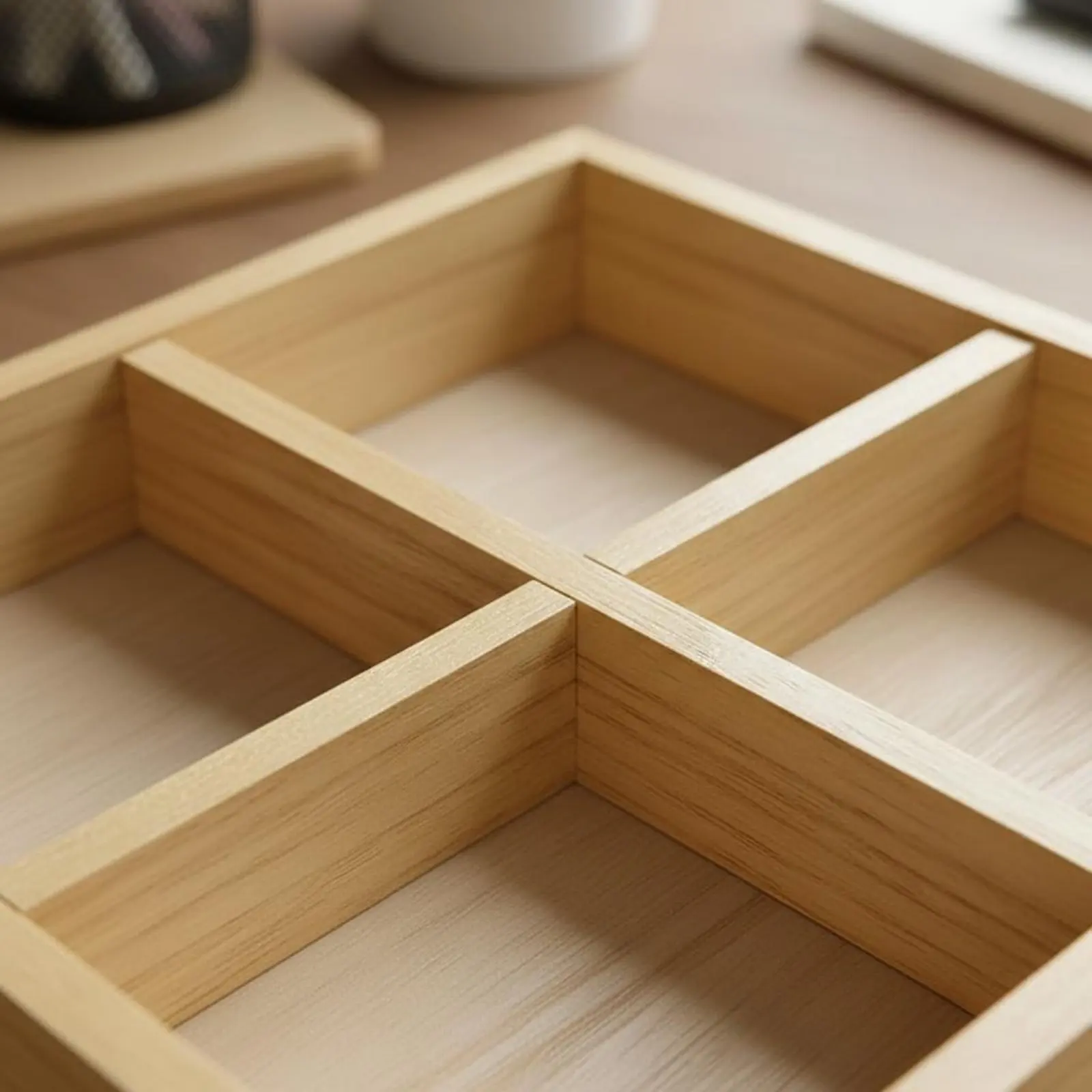 

12 Slot Wooden Tray Desktop Tidy Wooden Compartment Tray 12-Slot Display Box Space Saving Wooden Compartment Box for Study Table