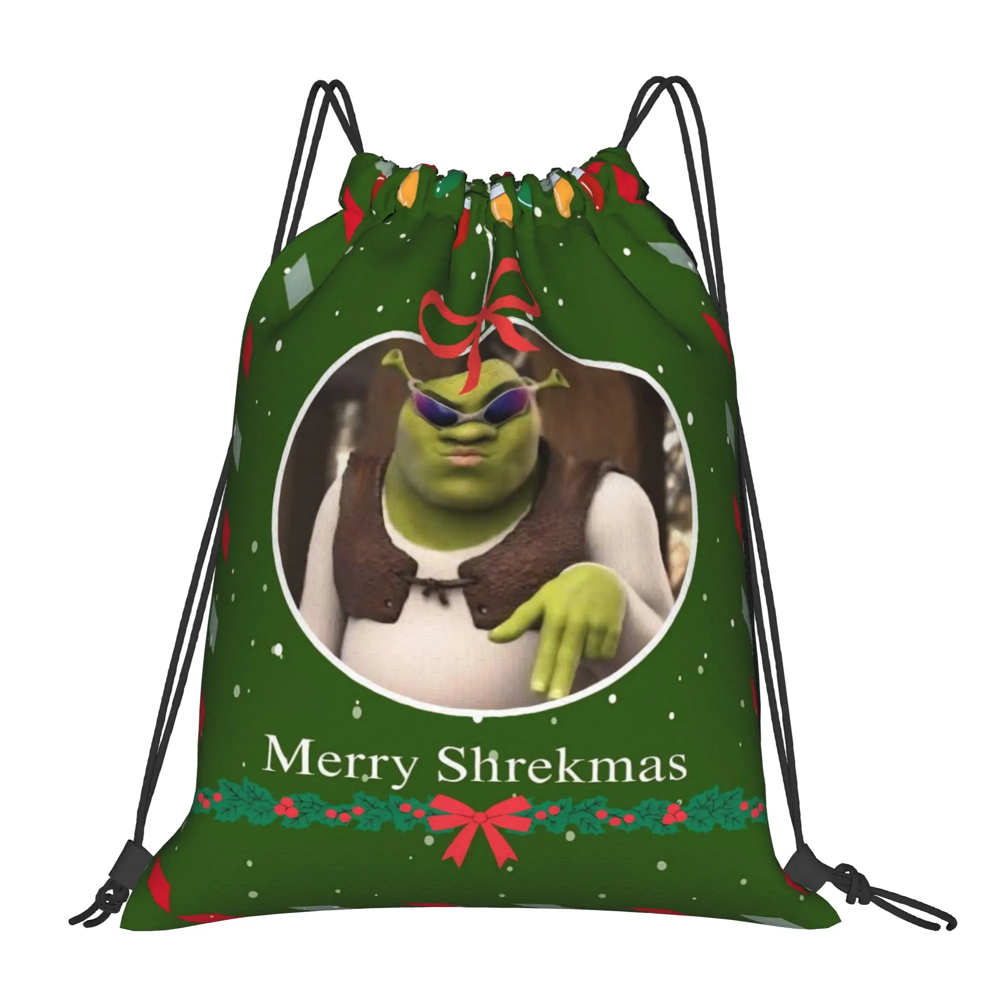 Comedy Merry Christmas Shrekmas Shreks Drawstring Backpack Sports Gym Sackpack String Bag for Running 36cm (W) x 43cm (H)