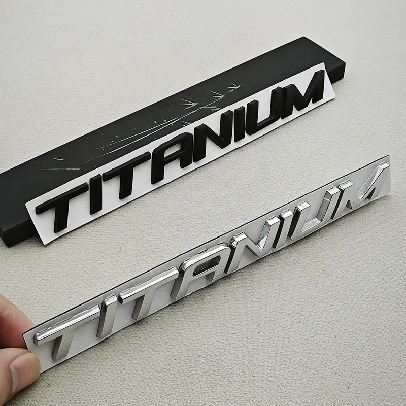 1pc 3D Metal Chrome Black Car Sticker TITANIUM Logo Rear Trunk Badge For Ford Ecosport Fiesta Focus Mondeo Edge Escape Kuga view 2