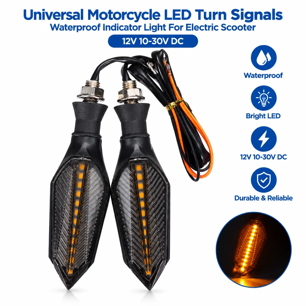 Universal Motorcycle LED Turn Signals Waterproof Indicator Light For Electric Scooter 12V 10-30V DC