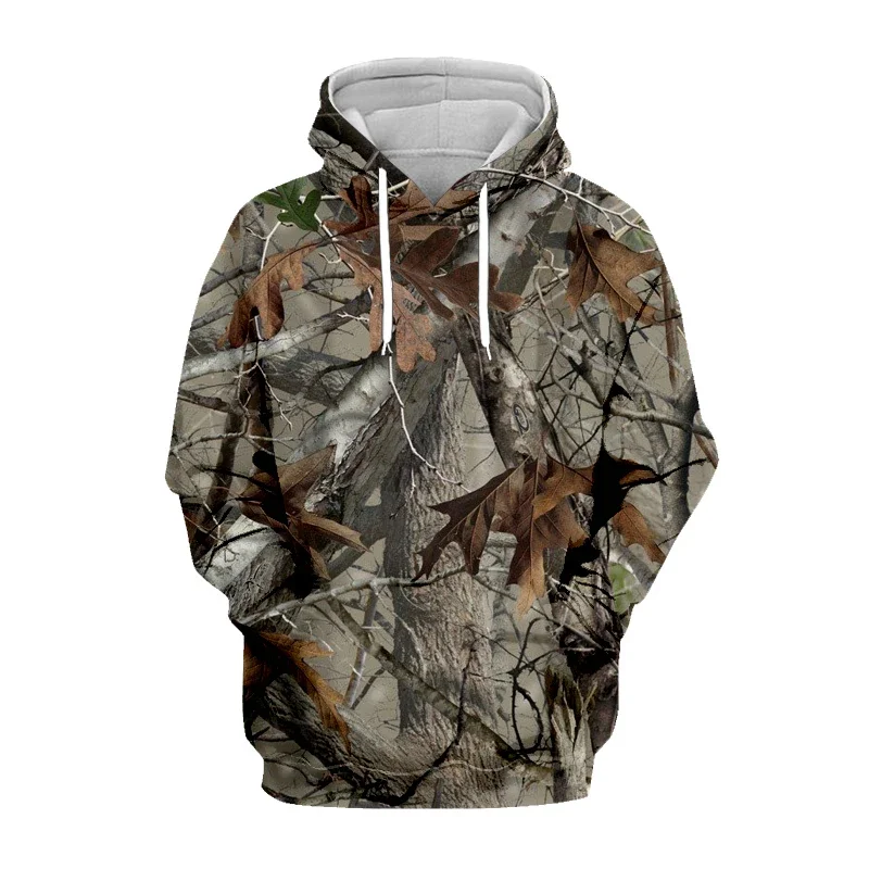 3D Forest Animal Camo Print Hunting Hoodie Drawstring Long Sleeve Mens Outdoor Casual Comfortable Assorted Nature Lover Top Pick