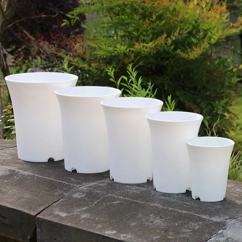 2/5/10Pcs White Plastic Flowerpots Simple Nursery Seedling Pot Flowers Seed Breeding Planters Container Box Garden Supplies Tool