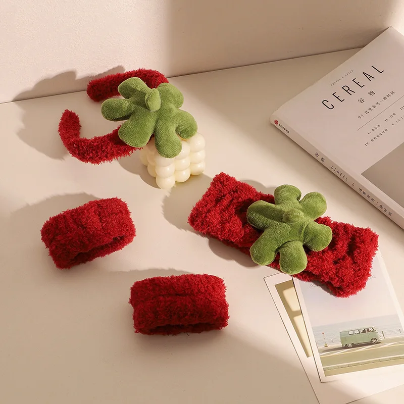 faixa-de-cabelo-feminina-de-pelucia-com-desenho-de-frutas-e-folhas-de-morango-fofa-divertida-e-doce-para-lavar-o-rosto-absorvente-e-a-prova-de-umidade-para-meninas