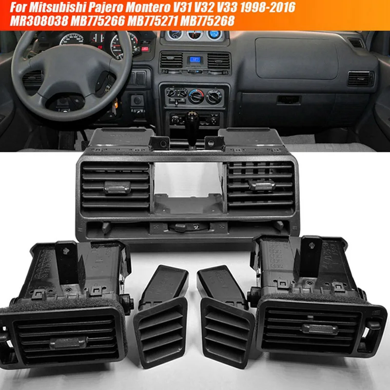 5Pcs/Set Dash Air Vent Condition Outlet Grill Kits For Mitsubishi Pajero Montero V31 V32 V33 1998-2016 MR308038 MB775266