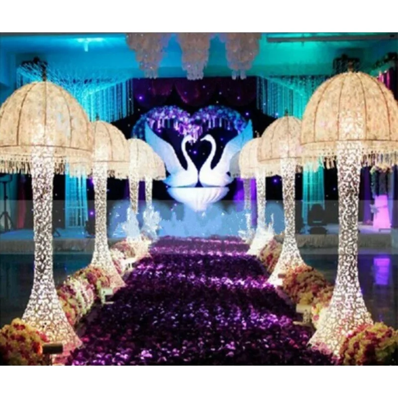 Umbrella style LED lighted pillars plinth with crystal pedestal stand for wedding stage party events decoration