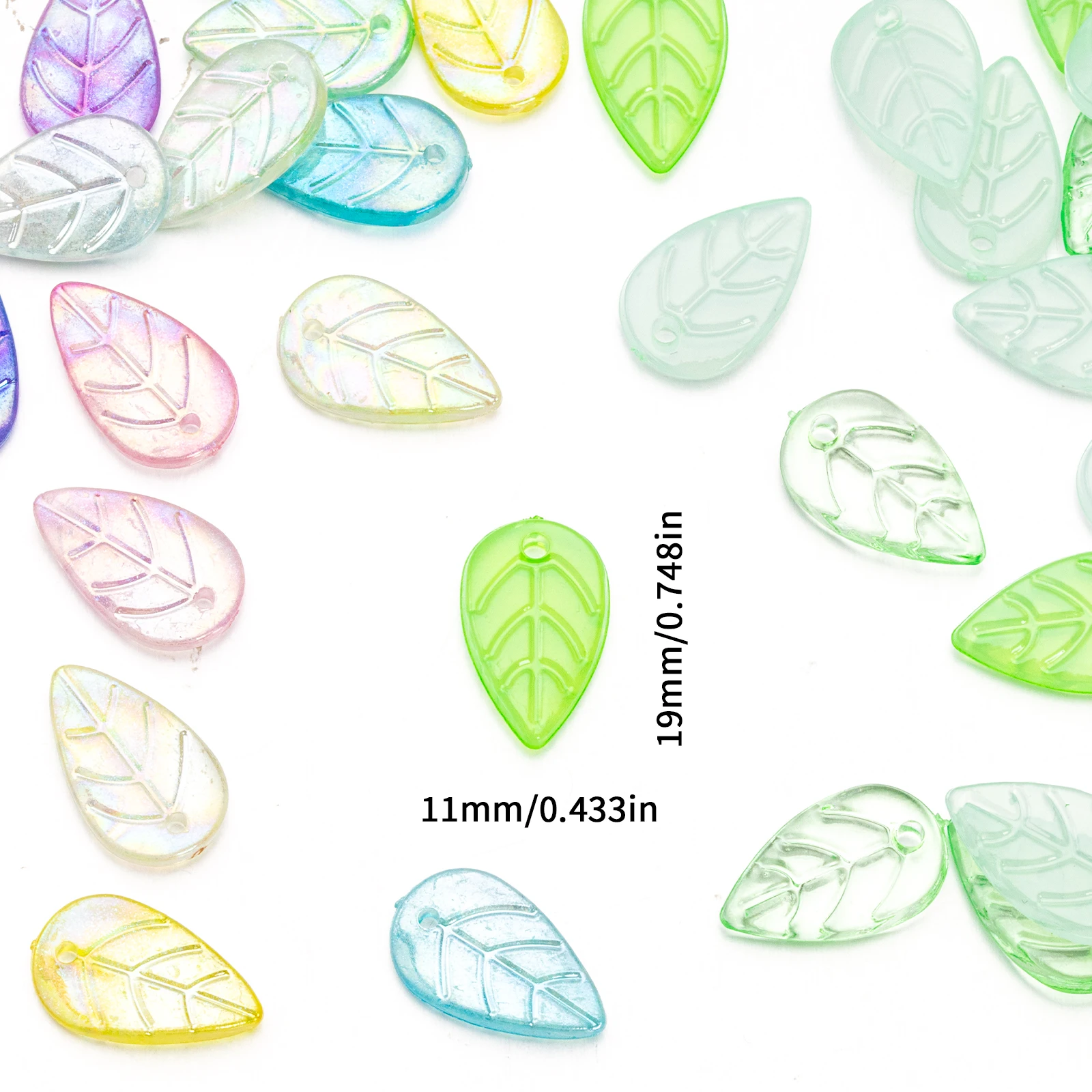 30Pcs AB Acrylic Leaf Loose Beads Small Teardrop Leaf Pendants For DIY Handmade Jewelry Earrings Bracelets Making Accessories