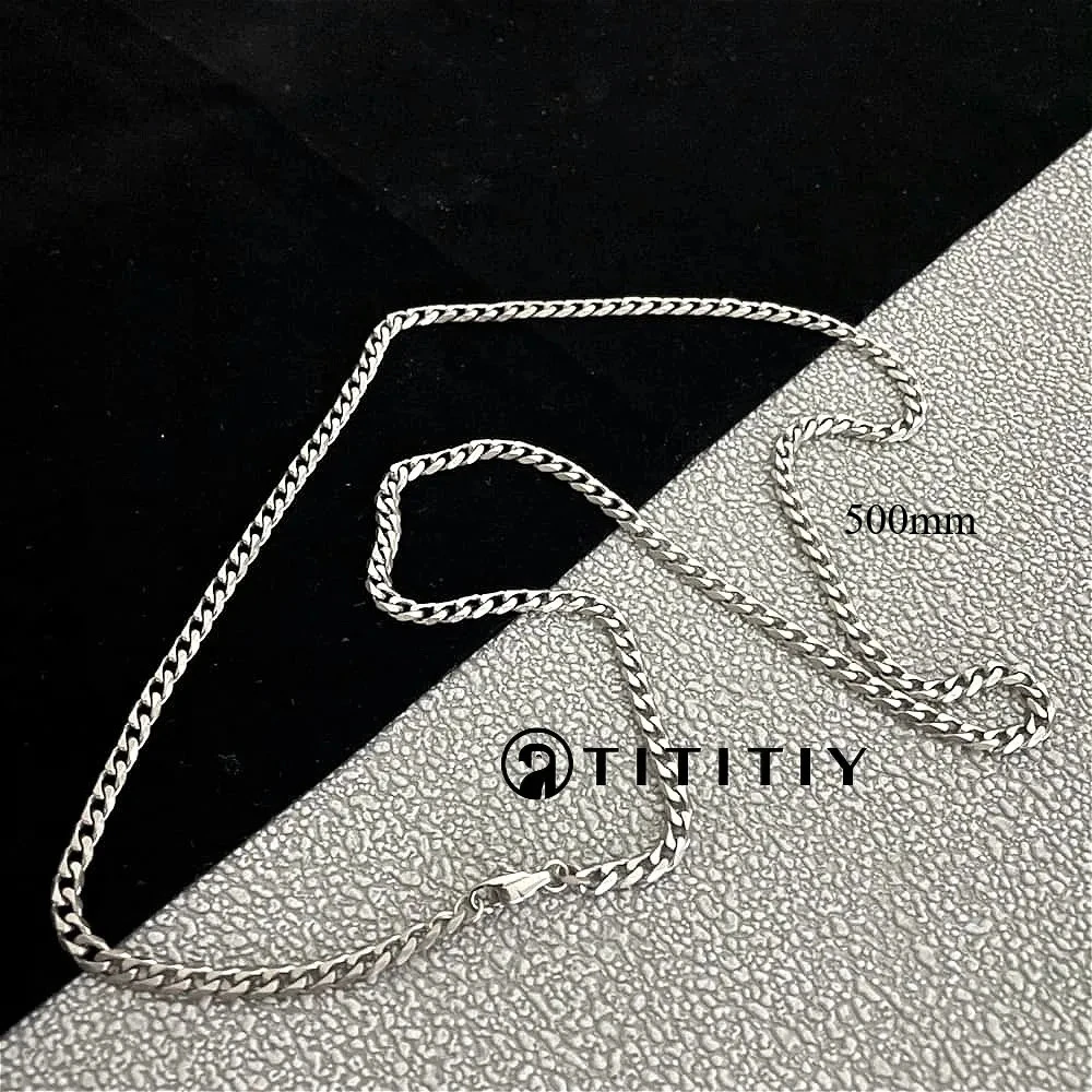 4.1mm Pure Titanium Necklace Six-face Grinding Chain for Men Women Cuban Link Chain Ultra-lightweight Hypoallergenic Gift 500mm