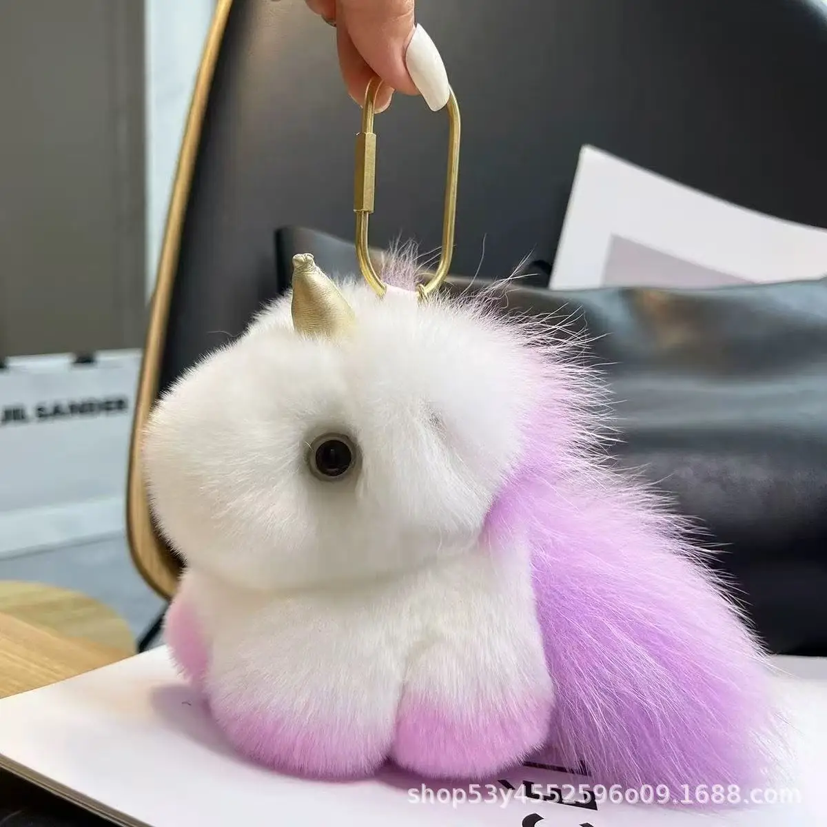 Simpatico peluche INS unicorno finta pelliccia di lontra unicorno ragazze borsa ciondolo portachiavi regalo di compleanno ciondolo auto