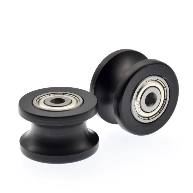 1pc 634zz double bearing U groove concave wheel10mm diameter track guide wheel pom plastic coated driven wheel 4*25