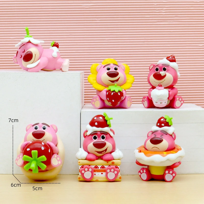 

6Pcs Disney Cute Lotso Toy Doll Decoration Anime Action Figure Q Figural Desk Decoration Models Children Christmas Birthday Gift