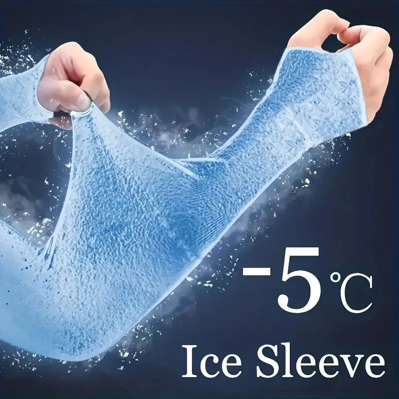 2Pcs Sunscreen Ice Sleeves Summer Thin Men & Women UPF 50+ Cooling Long Arm Cover Light Fragrance Elastic Ice Sleeves