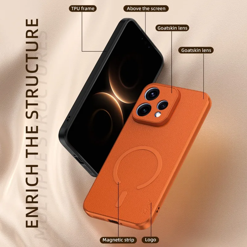 Case For Oppo Reno 15 15Pro 15C Goatskin Skin Magnetic Wirel