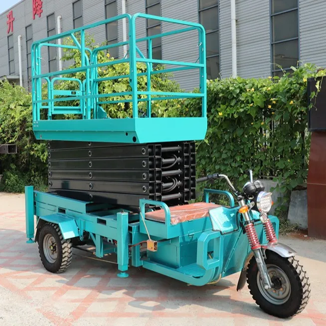 Mobile scissor fork aerial work vehicle electric hydraulic three-wheel lift