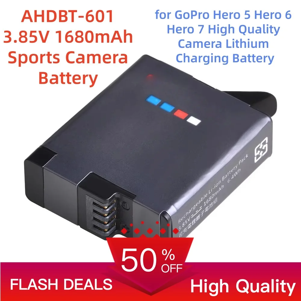 AHDBT-601 3.85V 1680mAh Sports Camera Battery for GoPro Hero 5 Hero 6 Hero 7 High Quality Camera Lithium Charging Battery