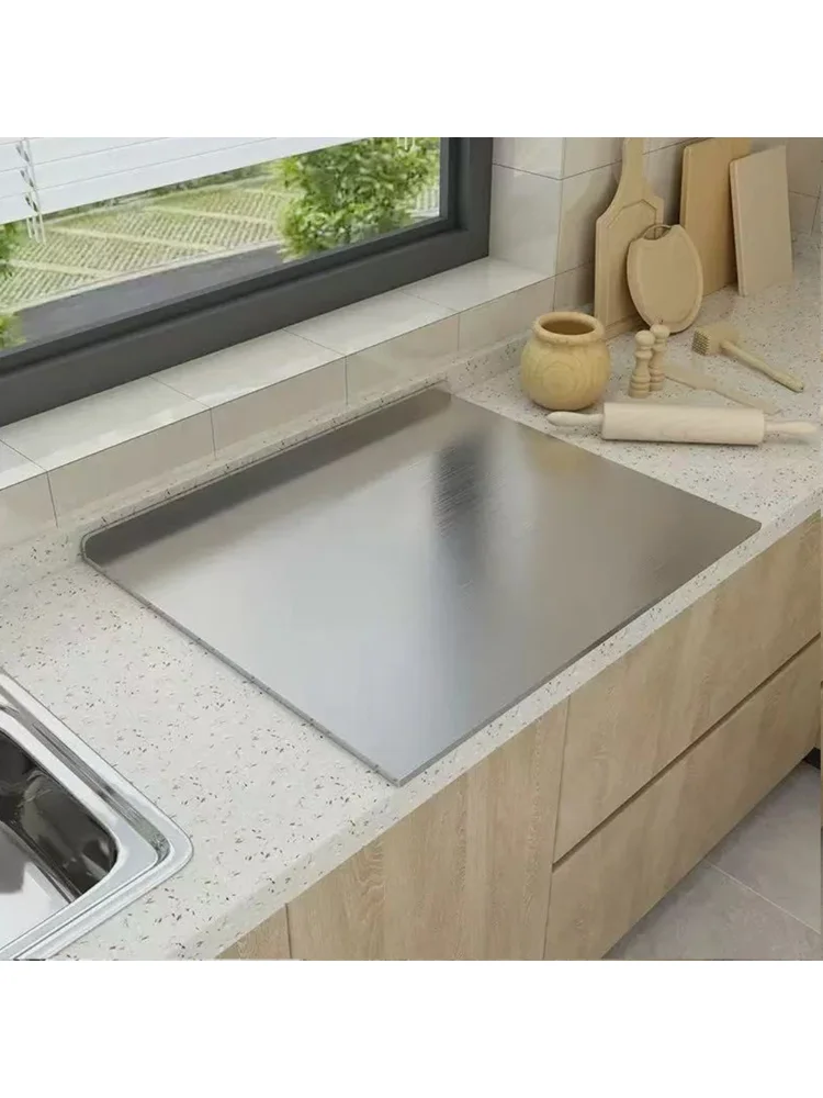 L-shaped Chopping Board Stainless Steel Large Size Doublesided Chopping Board Kitchen Tool Home Fruit Cutting And Kneading Panel