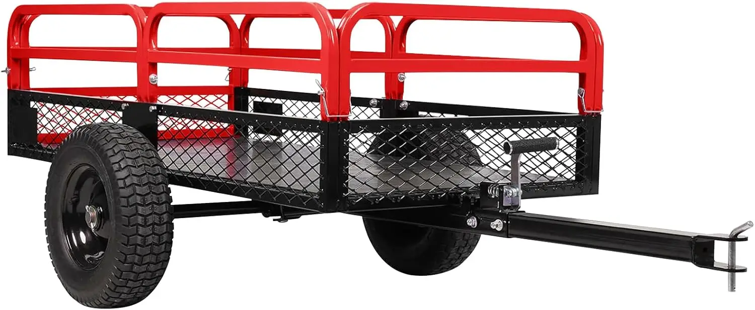 

1500 Lbs Steel Garden Cart Heavy Duty Garden Wagon Cart Pullable on Wheels Metal Yard Utility Wagon Carts All Terrain Tires & Du