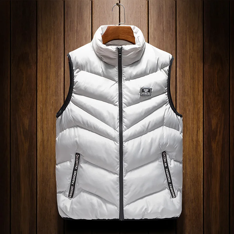 

Winter Warm Vest Jacket Men Waistcoat Windbreaker Clothing New Vests Puffer Sleeveless Coats Mens Solid Color Down Vest Jacket
