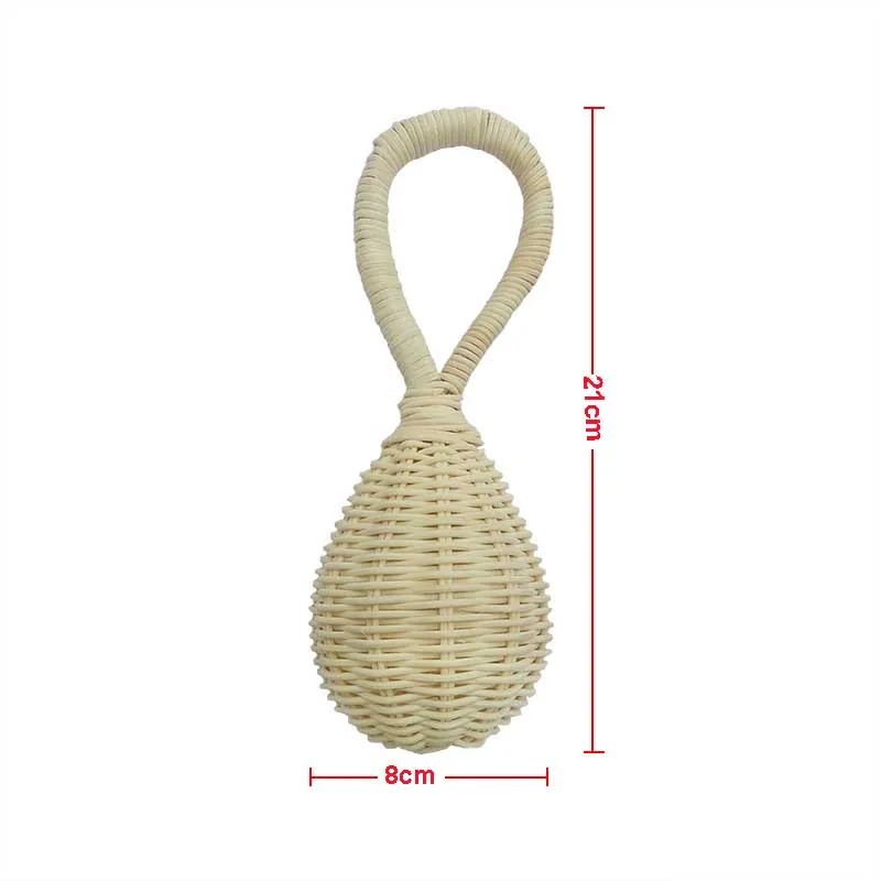 1-2Pcs Baby Rattan Handbell Sand Hammer Musical Rattle Rattan Weaving Handbell Educational Infant Attetion Training Toys Gifts