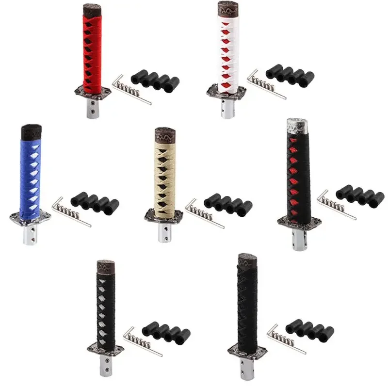 2022 New 1 Set Universal Samurai Sword Vehicle Car Shift Knob Metal Weighted Sport Shifter 4 Adapter