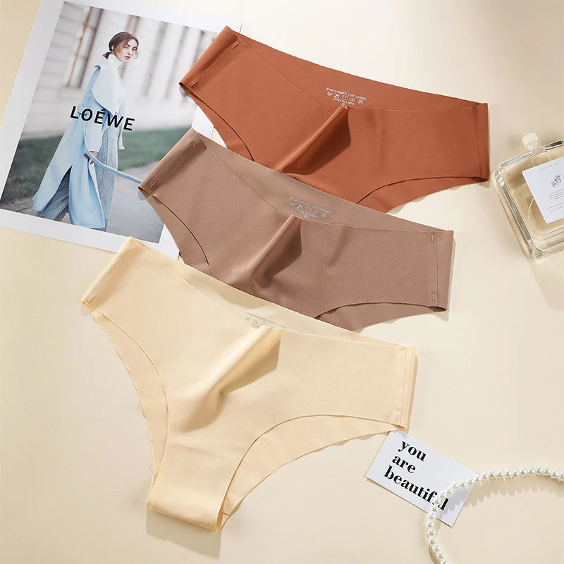 4PCS Seamless Women's briefs, sexy semi-hip-hugging sporty breathable low-waisted underwear for women