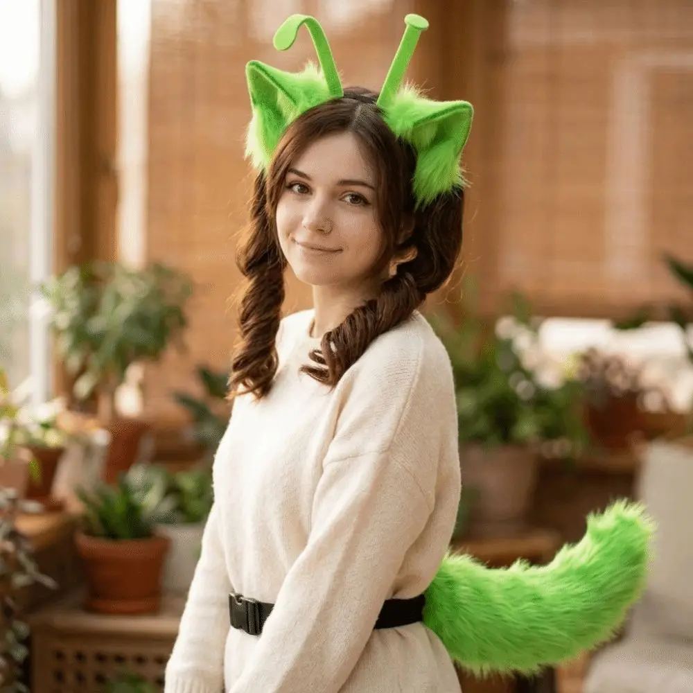 1 Pcs/set Sweet Handmade Kitten Ear Hair Hoop Headdress Plush Animal Ear Animal Tail Suit Lolita Pointed Ear Cosplay Tail Party
