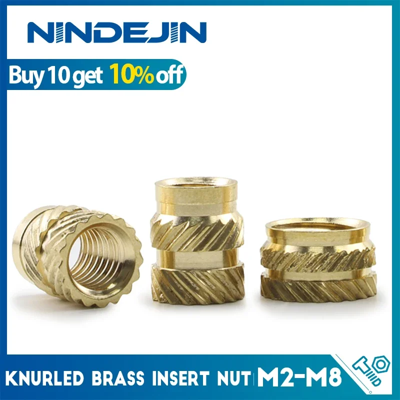 

NINDEJIN 5-50pcs Brass Insert Nut Knurled Nut M2 M3 M4 M5 M6 M8 Heat Set Insert Thread Knurled Nut for 3D Printing Parts Laptop