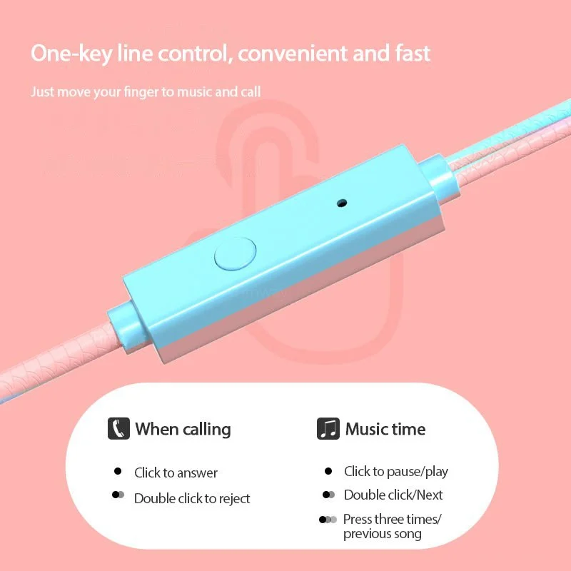 2023 Earphone In-Ear Wired 3.5mm Headset Two Color Matching with Microphone Speaker for Xiaomi Samsung Huawei