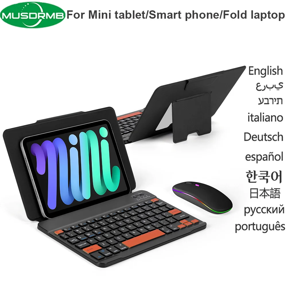 

Universal Portable Slim Bluetooth Kickstand Keyboard with Mouse for Tablet iPad A16/Mini/Air/Smart iPhone/Galaxy Z Fold Laptop