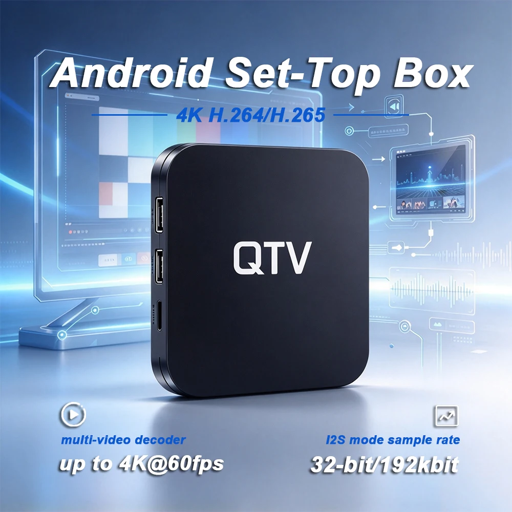 4K Android TV Box Allwinner H618 Quad Core 2GB RAM 16GB ROM H.265 H.264 Dual Band WiFi Bluetooth for Hotel Factory IPTV