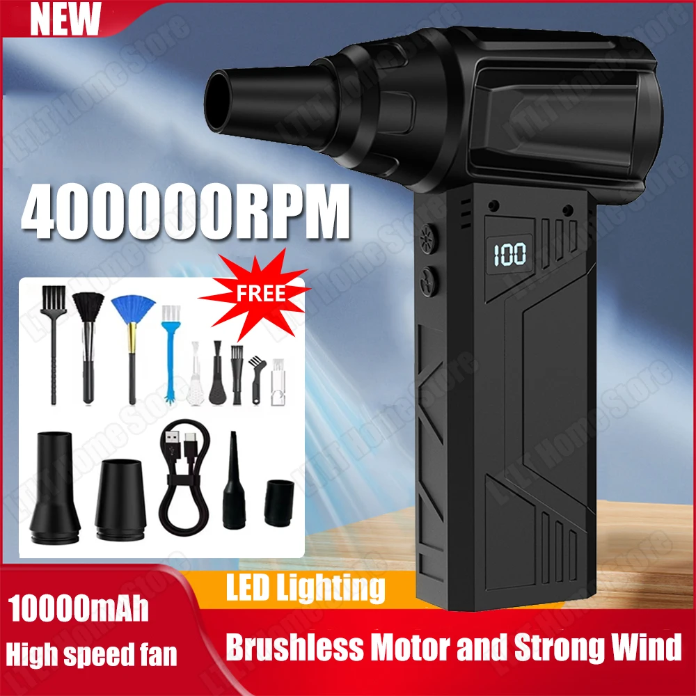 

Turbo Jet Fan 400000RPM Electric Air Duster with Light Air Blower Handheld Duct Fan for Computer Keyboard Outdoors Car Home