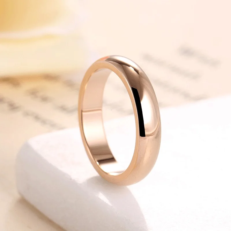 High quality 4mm Wholesale Simple Ring Fashion Rose Gold Ring Men\'s and Women\'s Exclusive Couple Wedding Ring