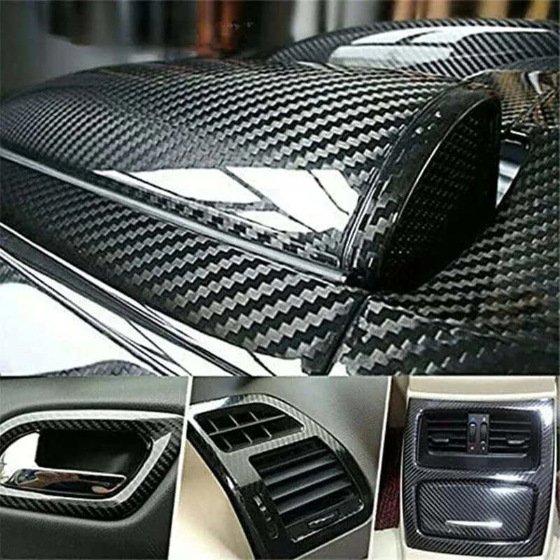 7D Carbon Fiber Car Interior Vinyl Film Decorative Sticker Anti Scratch Protective Film Universal Self Adhesive Car-Styling Trim