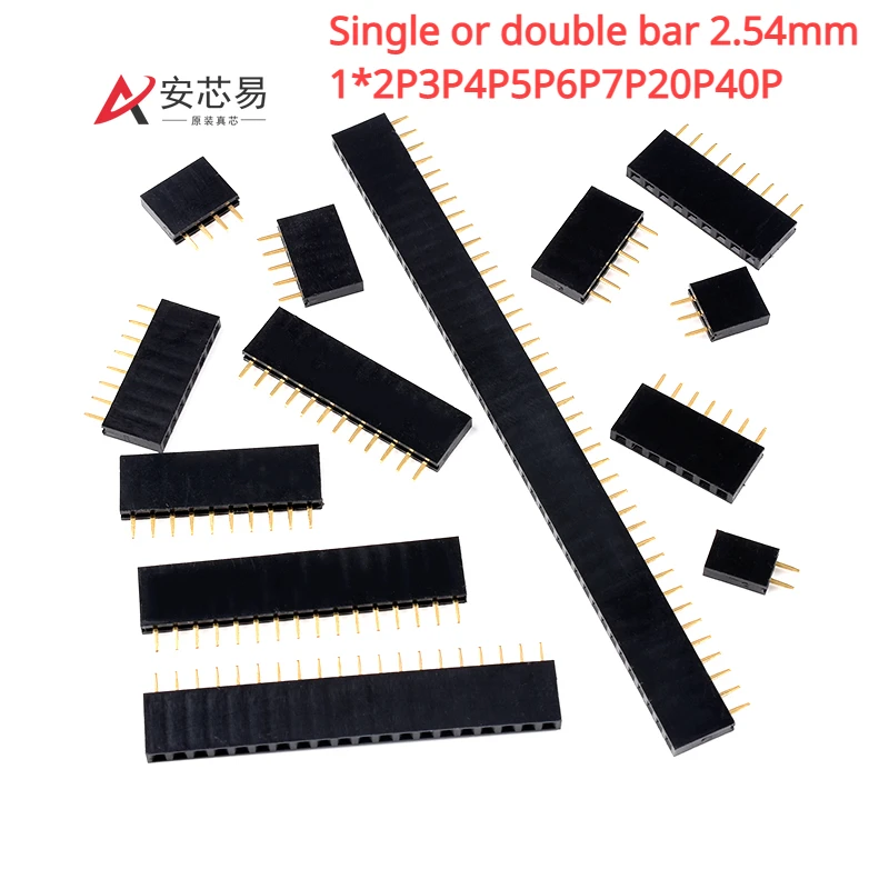 

Single-row female Two-row female 2.54mm pin socket Pin 1 x 2P3P4P5P6P7P20P40P