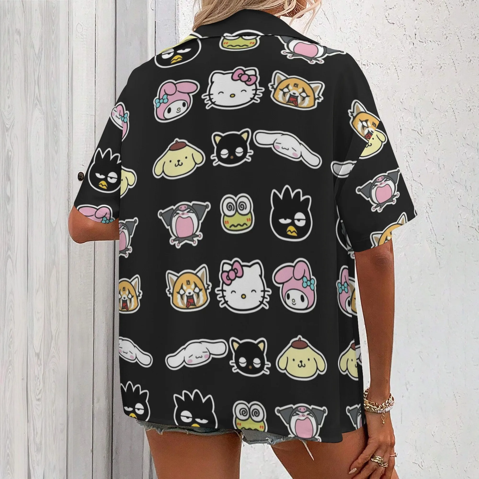 مرحبا كيتي تي شيرت السيدات أفضل النساء الماركات الفاخرة البلوزات النسائية صفقات Y2k بلايز للمرأة الملابس تي شيرتات قصيرة الاكمام الملابس