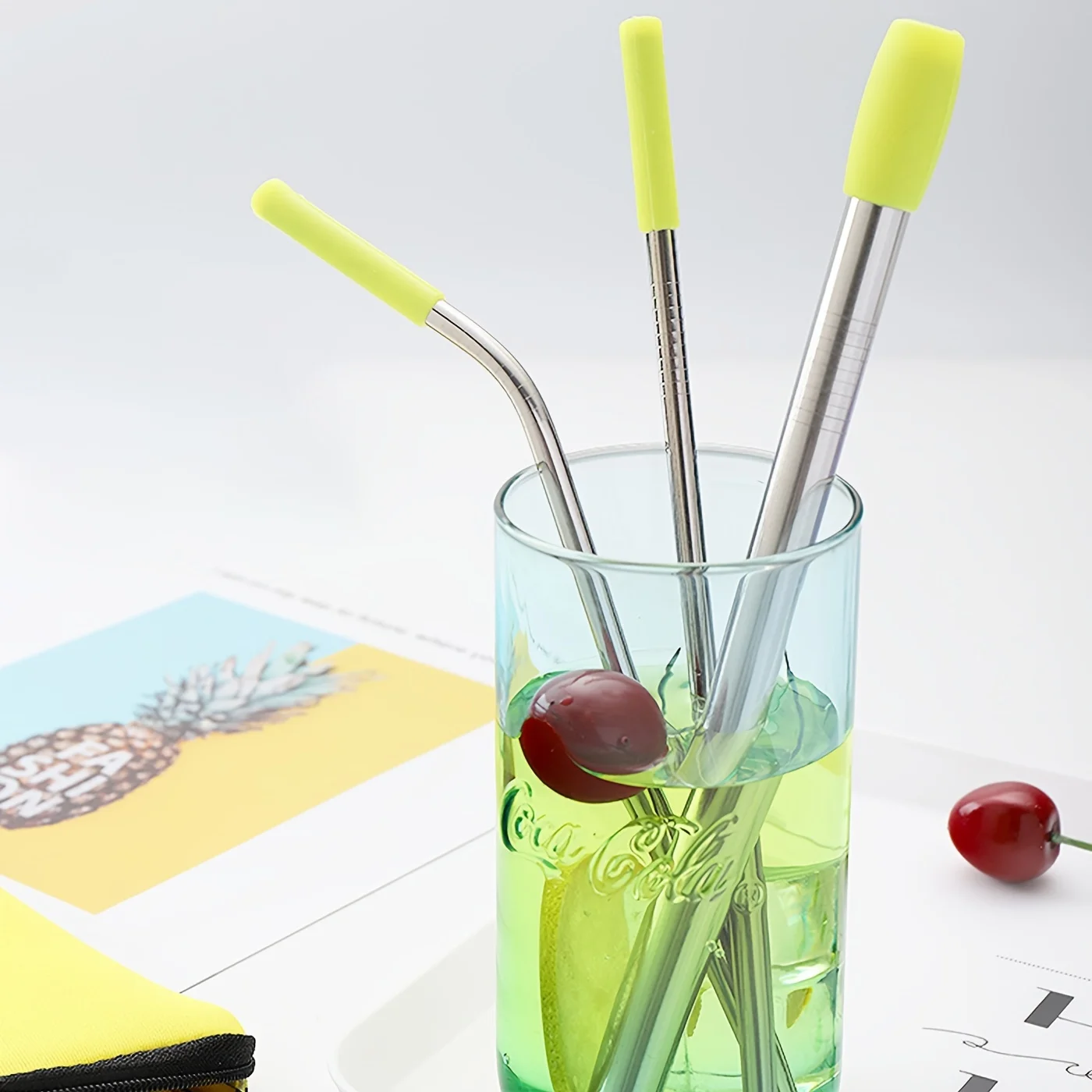 5pcs Set Stainless Steel Straws, Reusable Metal Straws with Silicone Tips, Sturdy Bent Straight Drinks Straw, Food Grade Straw