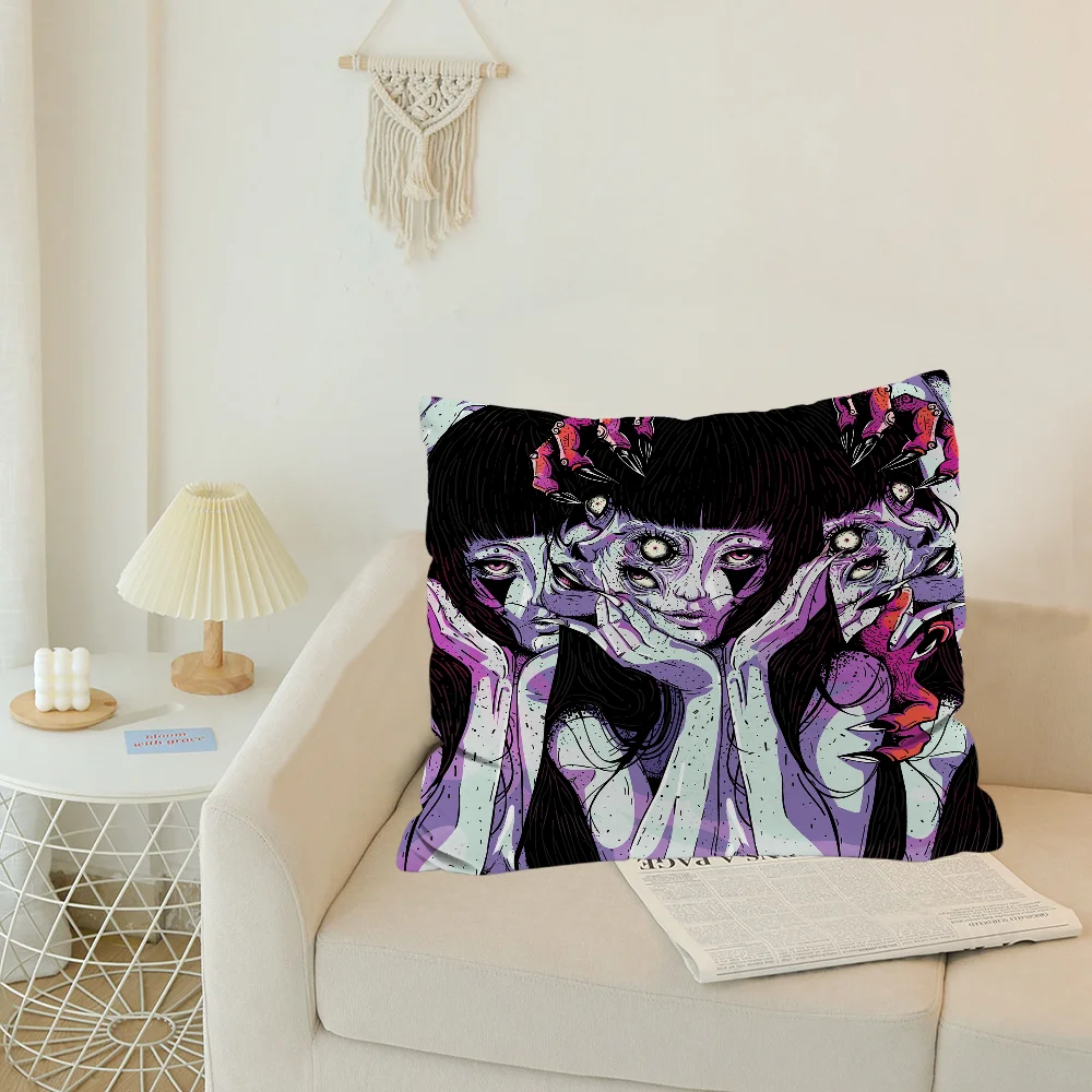 Sofa Luxury 45x45 Cushion Cover Pillow Cover Cushions Cover J-junji Ito Ornamental Pillows Decorative Pillowcase Decor 40x40