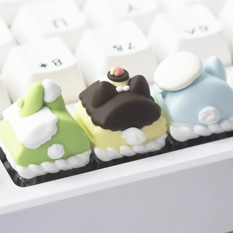 Dessert Animal Artisan Keycap Anime Cute Keyboard Cap Original Cartoon Custom Resin KeyCap for Mechanical Keyboard Accessories