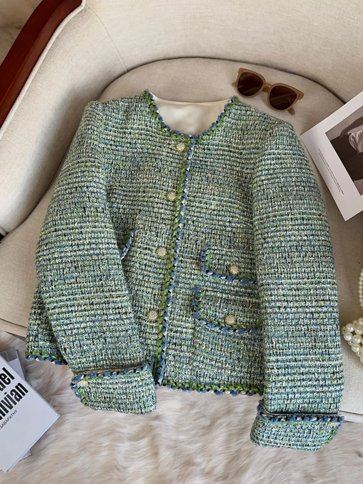 

Ретро-стиль, укороченный жакет-свитер из шерсти для женщин, осенне-зимняя коллекция, новинка, элитный дизайн, модель A786