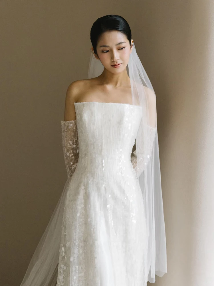 

Элегантное простое свадебное платье с легкой вуалью, платье для гостей на свадебный банкет, длинная юбка из полиэфирного волокна