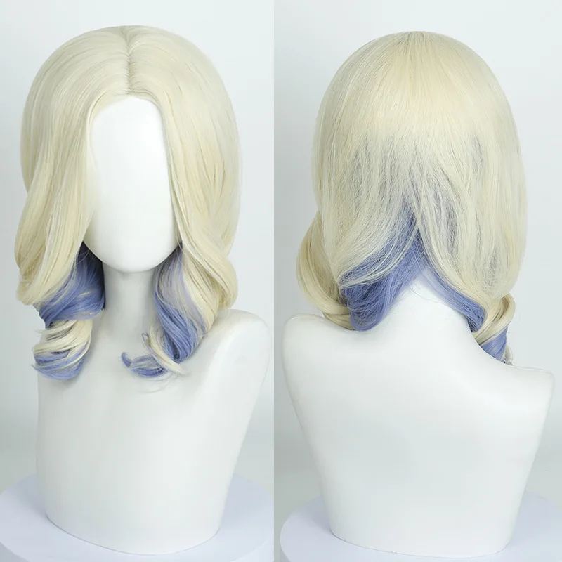 

Blue Cosplay Wig for Women Short Blonde with Blue Ombre Hair Short Synthetic for Halloween Party Cosplay