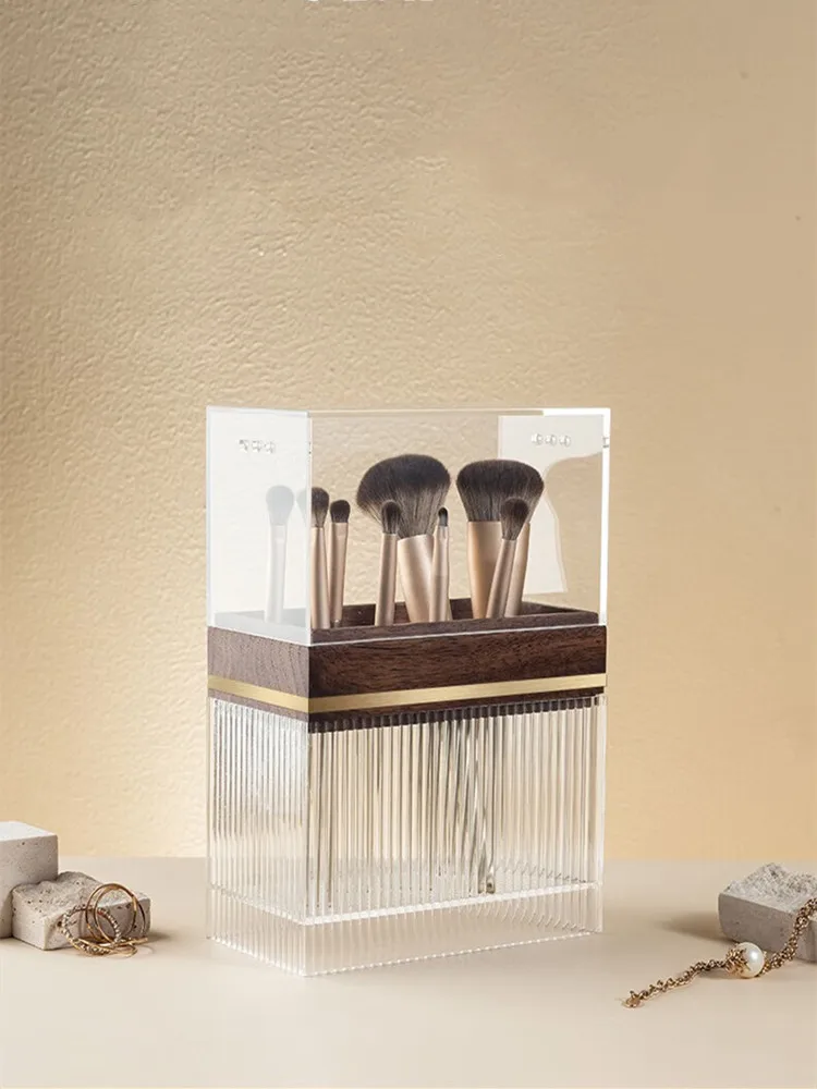 

Makeup Brush Storage Canister Dustproof Desktop Transparent Cosmetic Storage Box Acrylic Advanced Sense Dresser Shelving