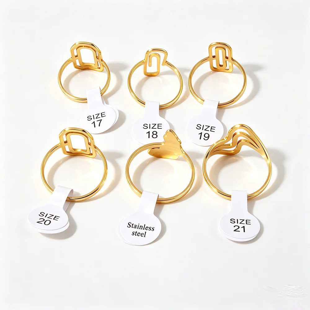 20 Stück Edelstahl Damenringe Rechteckig/Quadratisch/Rhombus Geometrische Fingerringe Modeschmuck Geschenk Großhandel – Detail 3