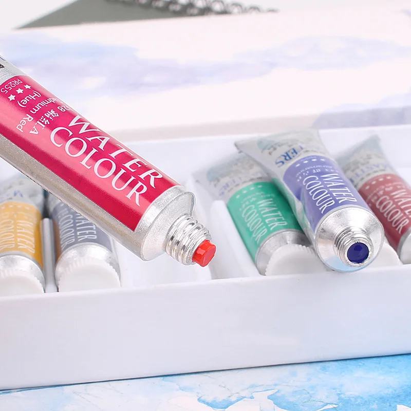 Juego de 24 colores de pintura de acuarela profesional de grado artista de Marie, tubo de 9ML, pintura de artista, suministros de arte de pintura de acuarela
